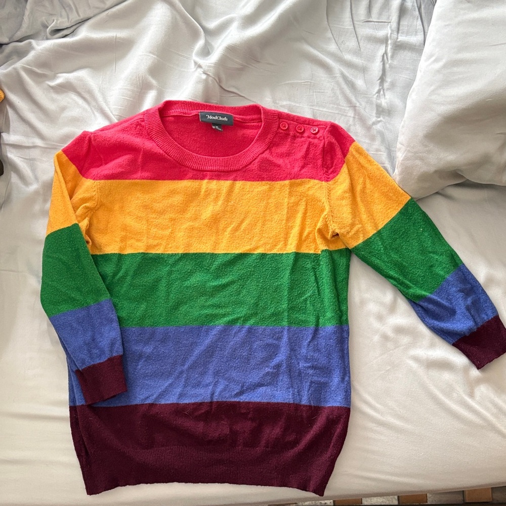 Modcloth Multicolor Striped Crewneck Sweater